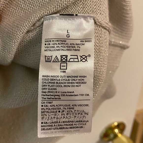 Banana Republic Crew Neck Pullover - Size Large - Silver Metallic - Picture 4 of 6